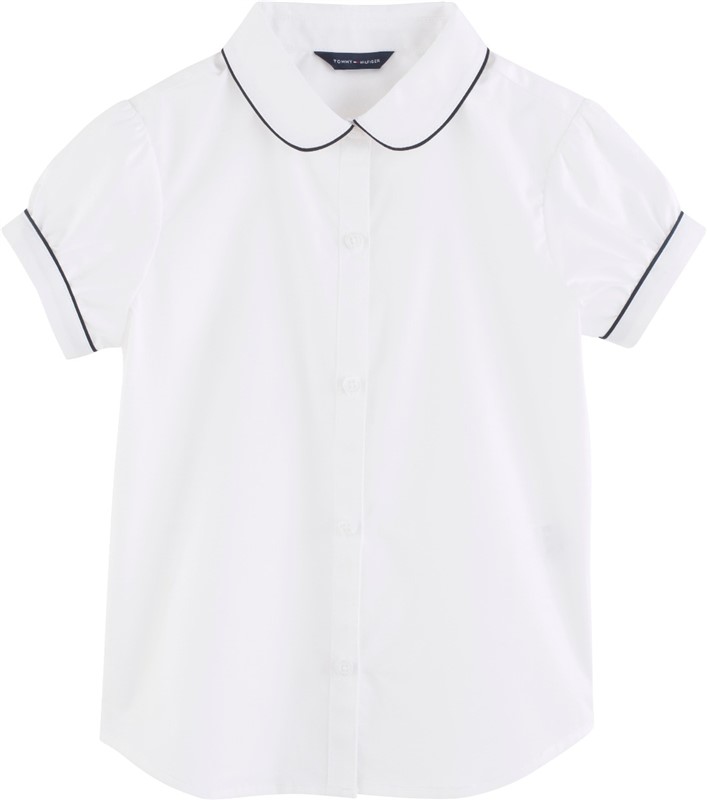 short sleeve blouse with peter pan collar